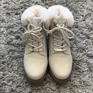 Faux Leather and Fur Trimmed Boots